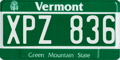 VT license plate XPZ836