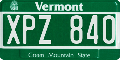 VT license plate XPZ840