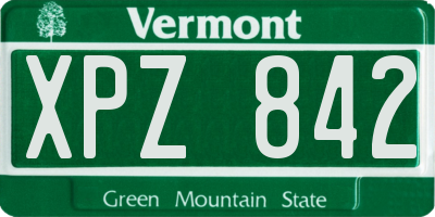 VT license plate XPZ842