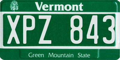 VT license plate XPZ843