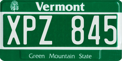 VT license plate XPZ845