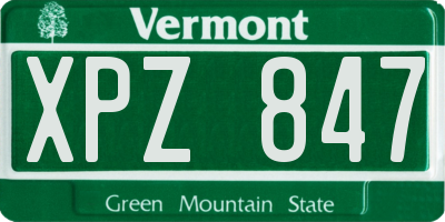 VT license plate XPZ847