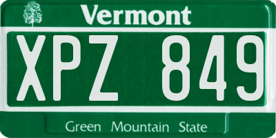 VT license plate XPZ849