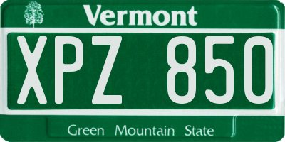 VT license plate XPZ850