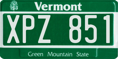 VT license plate XPZ851