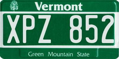 VT license plate XPZ852