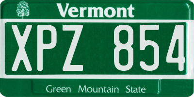 VT license plate XPZ854