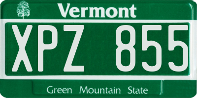 VT license plate XPZ855