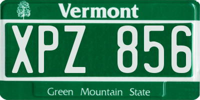 VT license plate XPZ856
