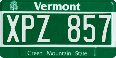 VT license plate XPZ857