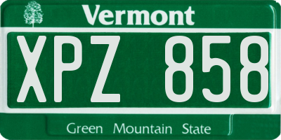 VT license plate XPZ858