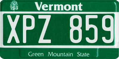 VT license plate XPZ859