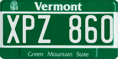 VT license plate XPZ860
