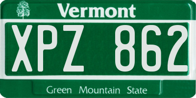 VT license plate XPZ862