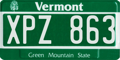 VT license plate XPZ863