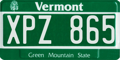 VT license plate XPZ865