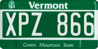 VT license plate XPZ866