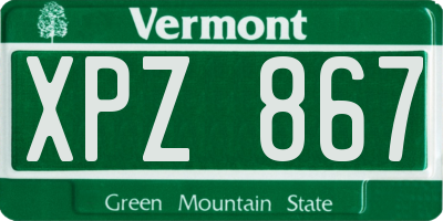 VT license plate XPZ867