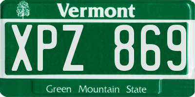 VT license plate XPZ869