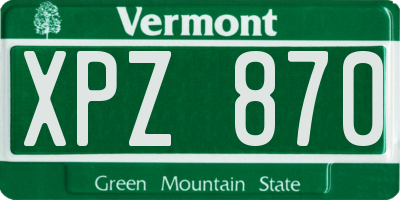 VT license plate XPZ870