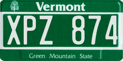 VT license plate XPZ874