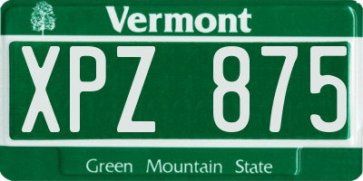 VT license plate XPZ875