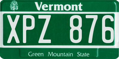 VT license plate XPZ876