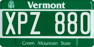 VT license plate XPZ880