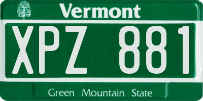 VT license plate XPZ881