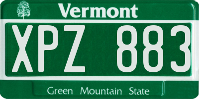 VT license plate XPZ883