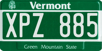 VT license plate XPZ885