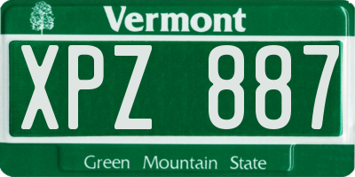 VT license plate XPZ887
