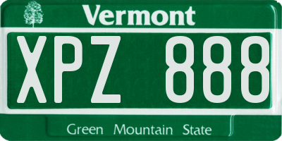 VT license plate XPZ888