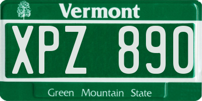 VT license plate XPZ890
