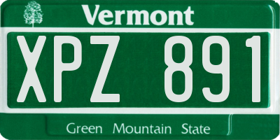 VT license plate XPZ891
