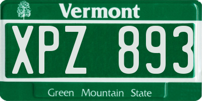 VT license plate XPZ893