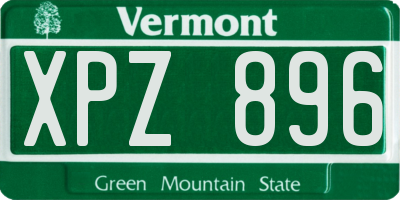 VT license plate XPZ896