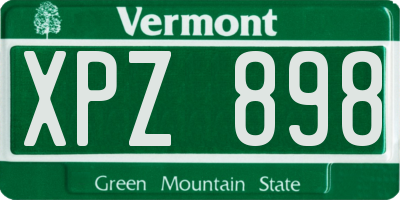 VT license plate XPZ898