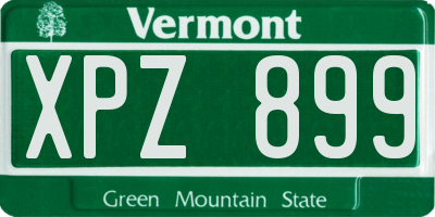 VT license plate XPZ899