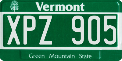 VT license plate XPZ905