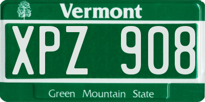 VT license plate XPZ908