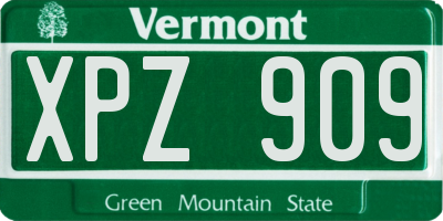 VT license plate XPZ909