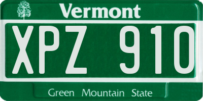 VT license plate XPZ910