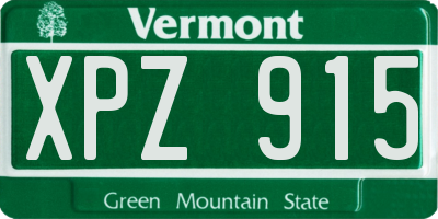 VT license plate XPZ915