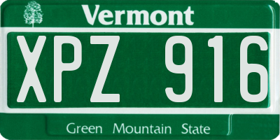 VT license plate XPZ916