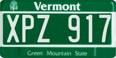 VT license plate XPZ917