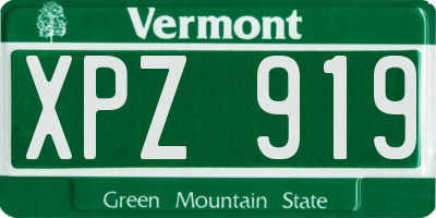 VT license plate XPZ919
