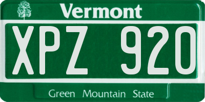 VT license plate XPZ920