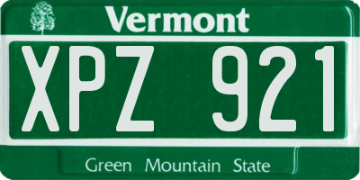 VT license plate XPZ921