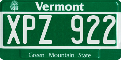 VT license plate XPZ922